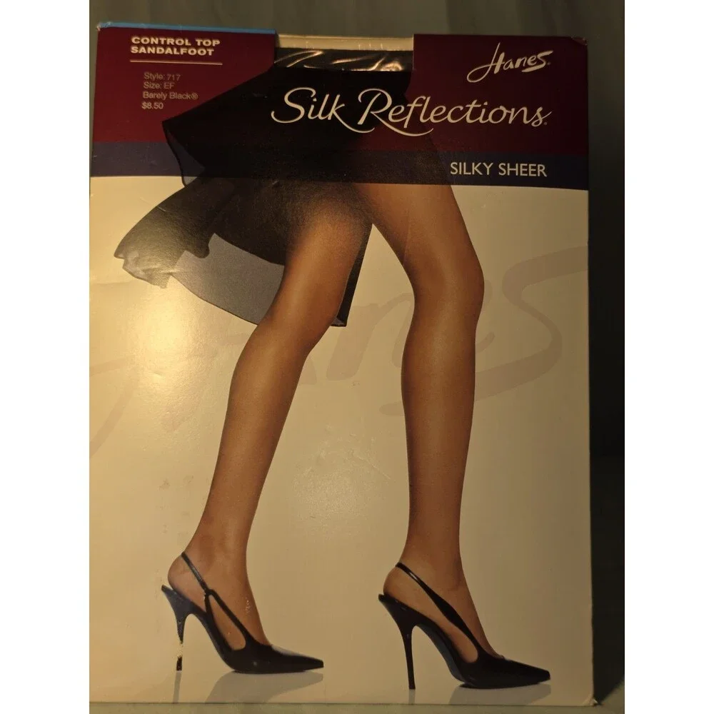 Lot of 3 Vtg Hanes Silk Reflections Pantyhose Size EF Control Top Sandalfoot 717